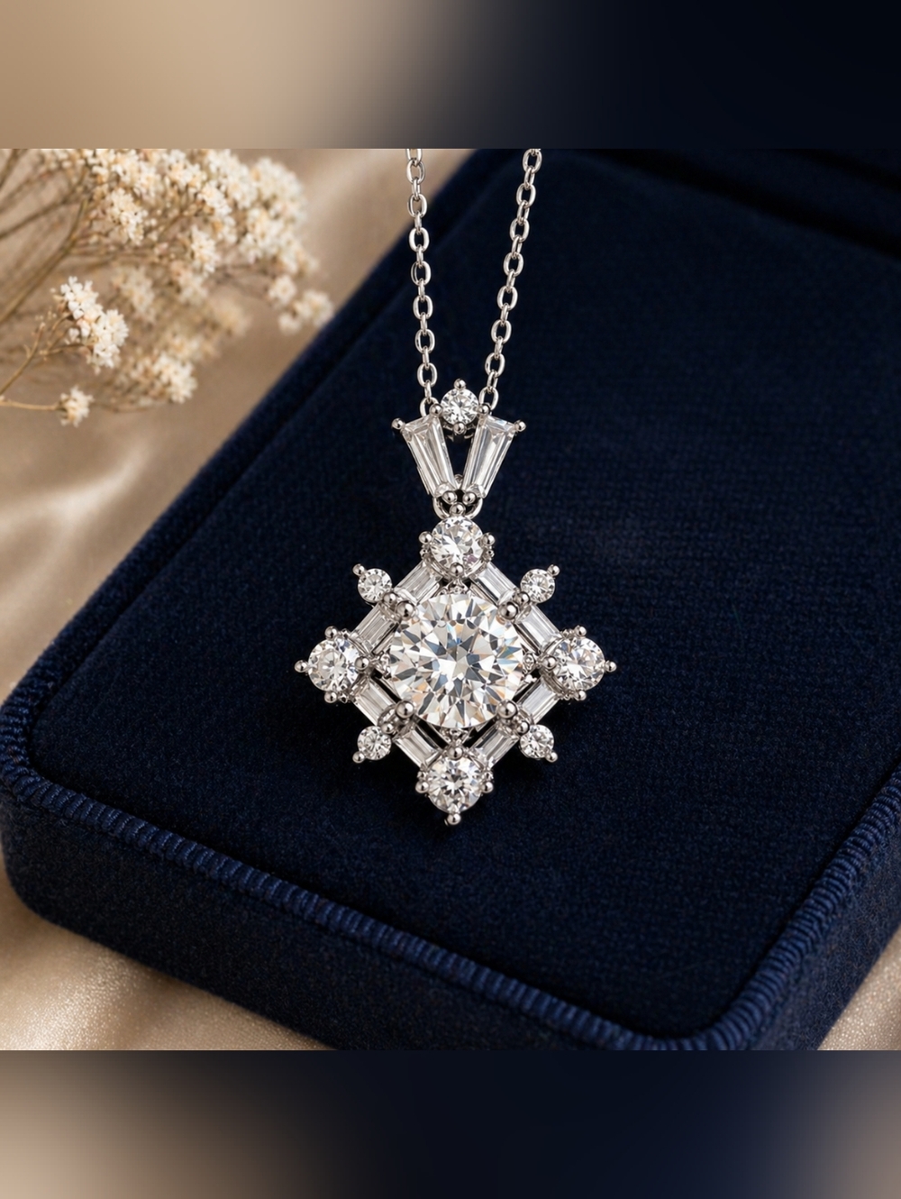 GORGEOUS GRA CERTIFIED Moissanite Statement Necklace